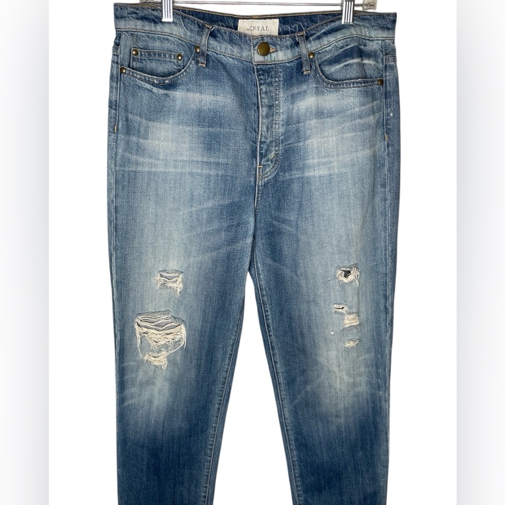 THE GREAT. The Slack Straight Jeans Size 28 Ragtime Destroy Button Fly - Picture 3 of 9